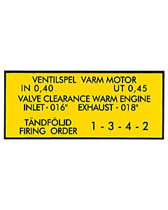 Sticker Ventilspel varm motor - zwart op geel voor B4B klepdeksel