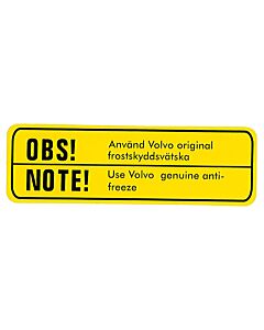 Sticker OBS anvand original frostskydsvatska zwart op geel