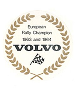 Sticker European rally champion 1963-1964 goud op wit