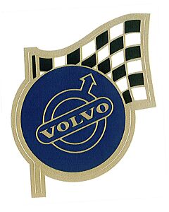 Sticker Volvo blauw met zwart/witte vlag