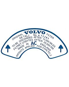 Sticker Original Volvo filter etc. blauw op wit voor 672281 B18B