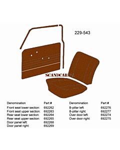 Bekleding Duett strip boven portier rechts bruin230-544 1966-1968