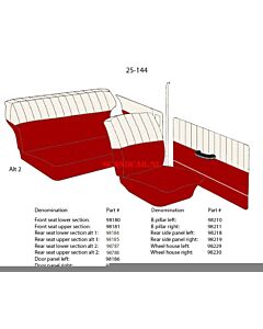 Bekleding PV544 achter zijpaneel links rood-beige 25-144