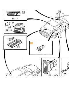 Gloeilamp met fitting 1,2W Instrumentenpaneel Asbak Schakelaars Volvo 700/850/900/V70/S70/C70/S90/V90/XC70