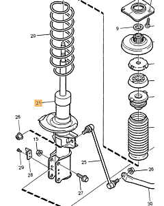Bilstein B4 Schokbreker met Veerpoot Voorzijde Volvo 850 - V70 - S70 - C70 1992-2005